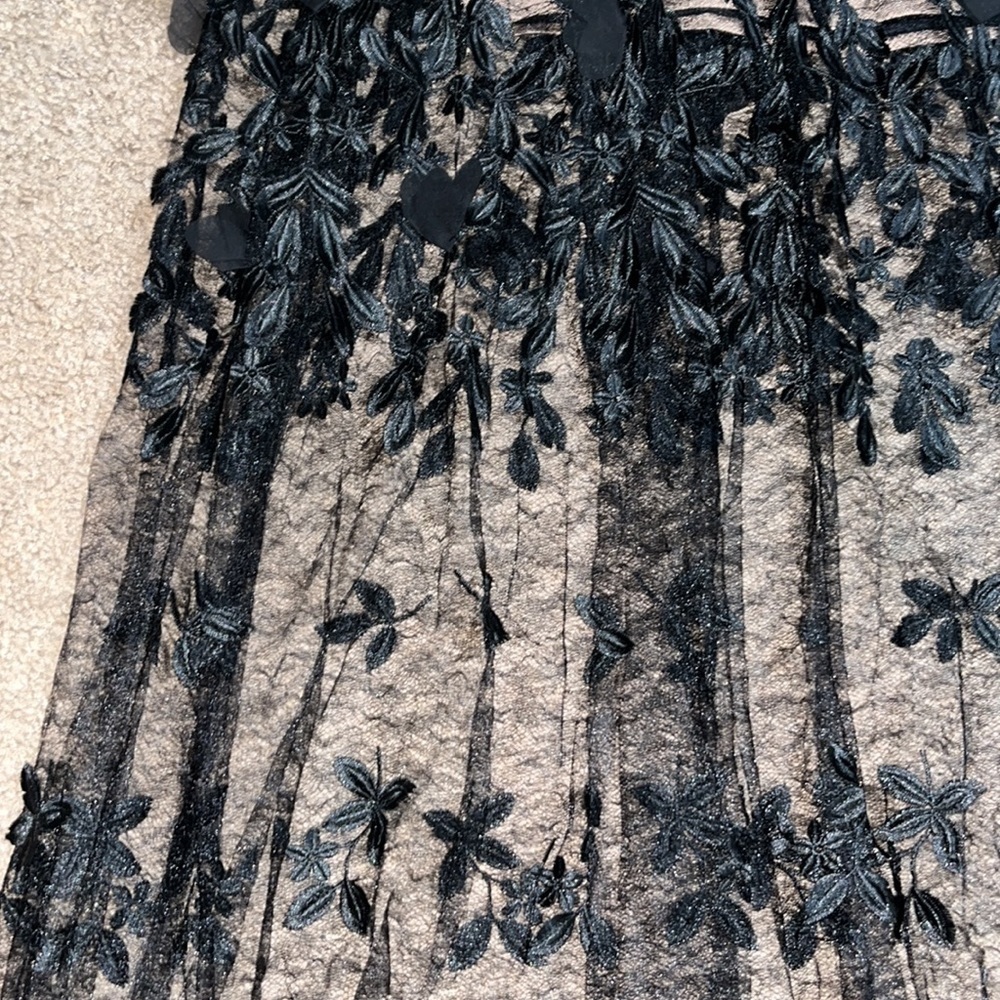 Dress the Population Anabel Embroidered Bustier Floral Sheer Lace Gown Black XXS - Picture 9 of 15